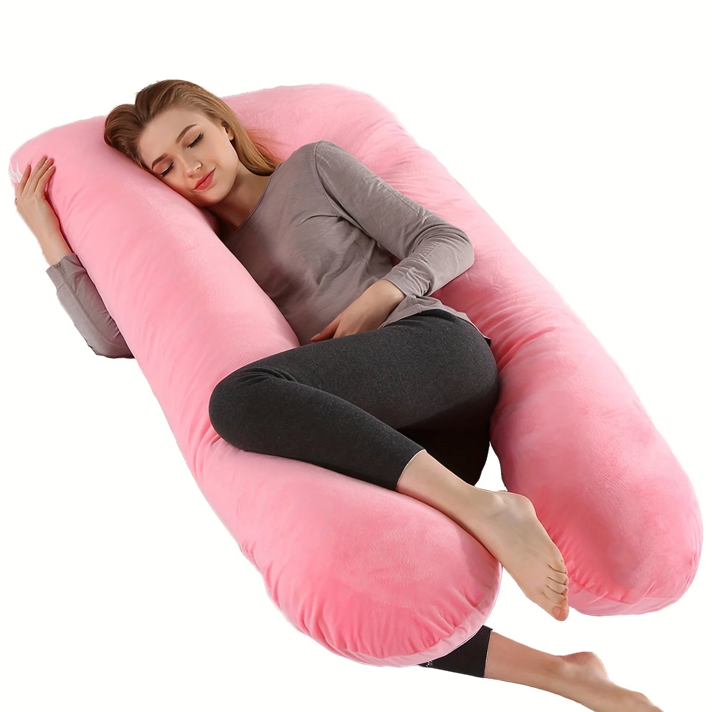 Ergonomic U Shape Pillow for Neck and Back Support, Maternity Pregnancy Body Pillow, Office Travel Sleeping Cushion for Adults