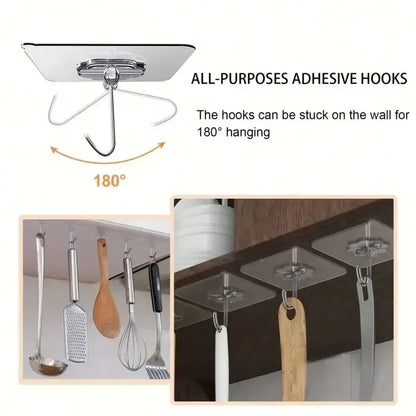 1-100PcsTransparent Self adhesive wall hooks Multi-Purpose Wall Hook Key Holder Towel Holder For Kitchen Bathroom Accessories