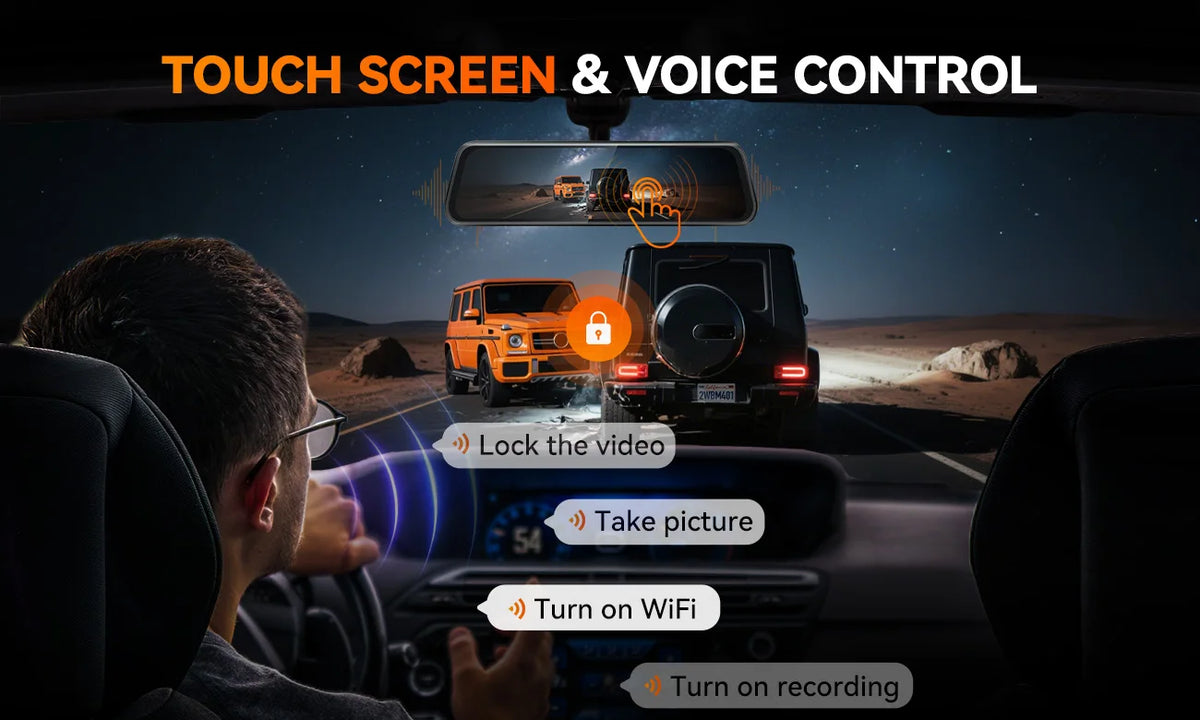 WOLFBOX M40 Dash Cam 4K+1080P With Voice Control ADAS Built in 5GHZ WI-FI and GPS Video Recorder Front and Rear Dash Camera