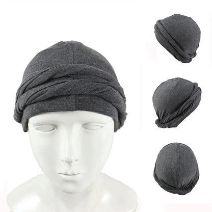2022 New Elastic Men's Turban Hat Satin Lining Stretchy Men Bandana Indian Cap Fashion Male Hip Hop Caps Headband Biker Headwrap