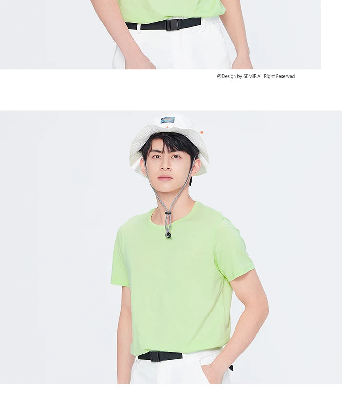 Semir Short Sleeve Men T-Shirt Cotton 2026 Summer New Man Clothing Thin And Versatile T Shirt Couples Solid Color Tops
