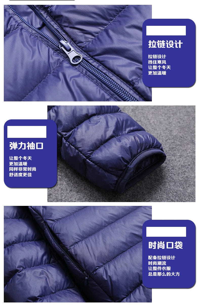 Men's All-Season Ultra Lightweight Packable Down Jacket Water and Wind-Resistant Breathable Coat Big Size Men Hoodies Jackets