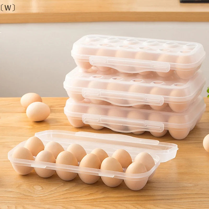 〔W〕1Pc 12/18 Grid Egg Storage Box With Lid Kitchen Refrigerator Egg Box Egg Drop Rack Household Fridge Egg Organizer Egg Tray