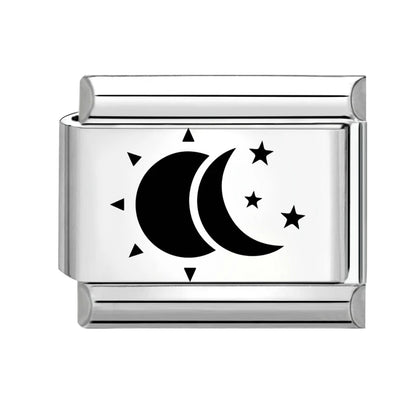 Laser Engraving Cute Cartoon Black Playing Cats Italian Charm Links Fit 9mm Stainless Steel Bracelet Men Women DIY Making Gifts