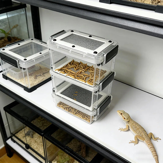 3-Layer Mealworm Breeding Kit Silkworm Feeder Bin Corn Worm Breeder Box for Pet Parents Animal Lovers Keepers Breeders Hobbyists