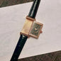 2025 Hot Sale Retro Niche Temperament Slide Design Leather Quartz Square Exquisite and Versatile Digital Watch 21mm