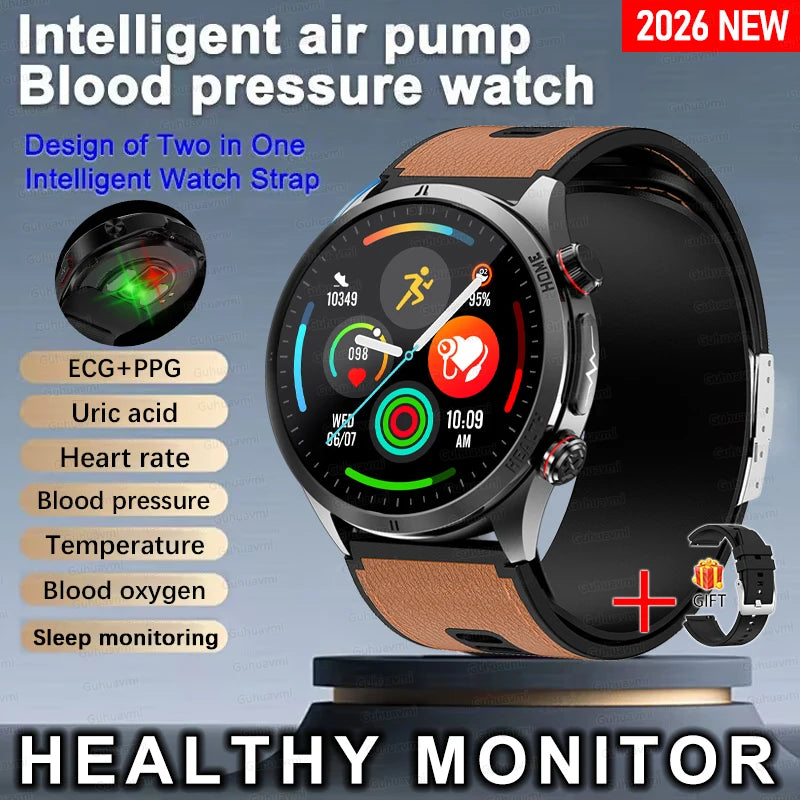 Sapphire Glass AMOLED Blood Pressure Smart Watches ECG Blood Oxygen Blood Pressure Air Pump Sport Health Tracking Smartwatch NFC