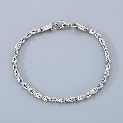 18K Gold 925 Sterling Silver 4MM Chain Bracelets For Men Women Unisex Simple Charm Bracelet Wedding Party Gift 20cm 8in