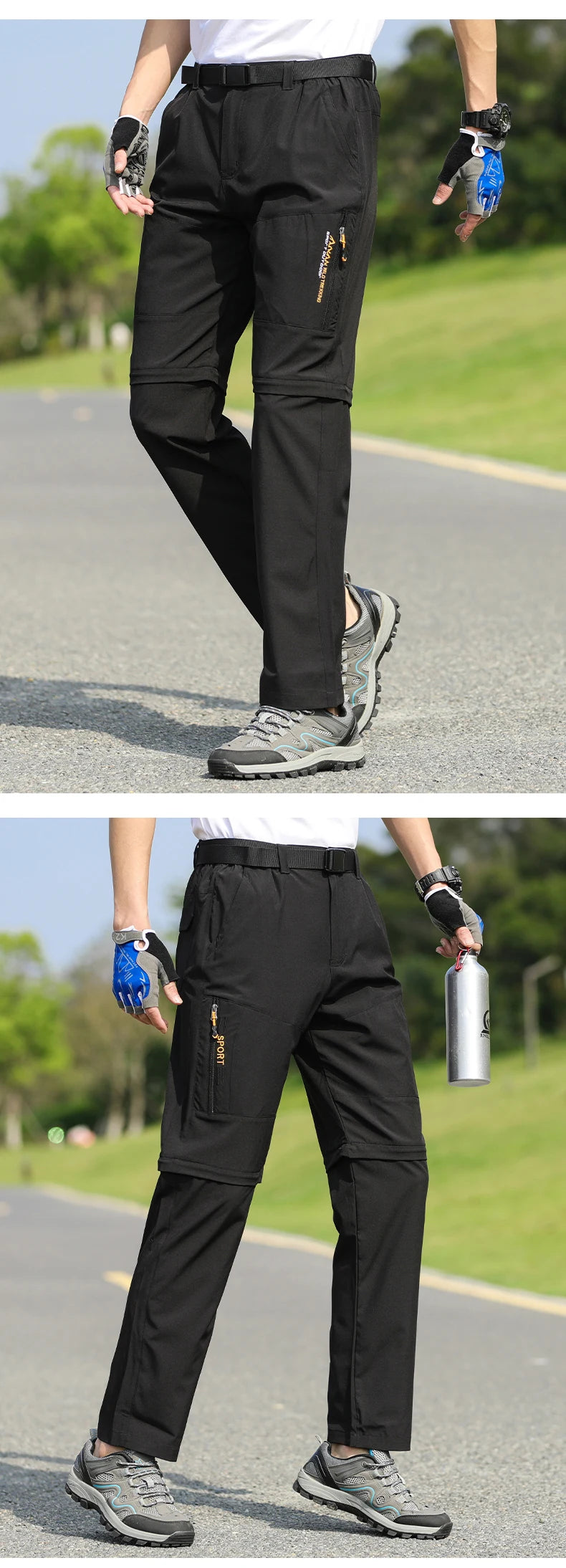 Men's 2 in 1 Convertible Hiking Pant Quick Dry Elastic Outdoor Running Cargo Trouser Summer Waterproof Fishing Camping Plus Size
