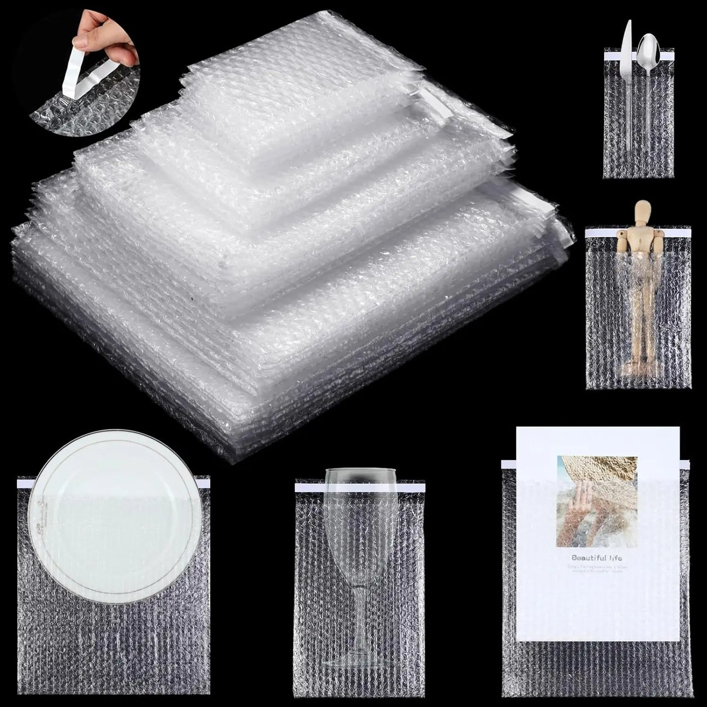 Transparent Bubble Mailers Self-sealing Plastic Shockproof Shipping Bag Self-adhesive Bubble Foam Packing Bags Cushioning Bag