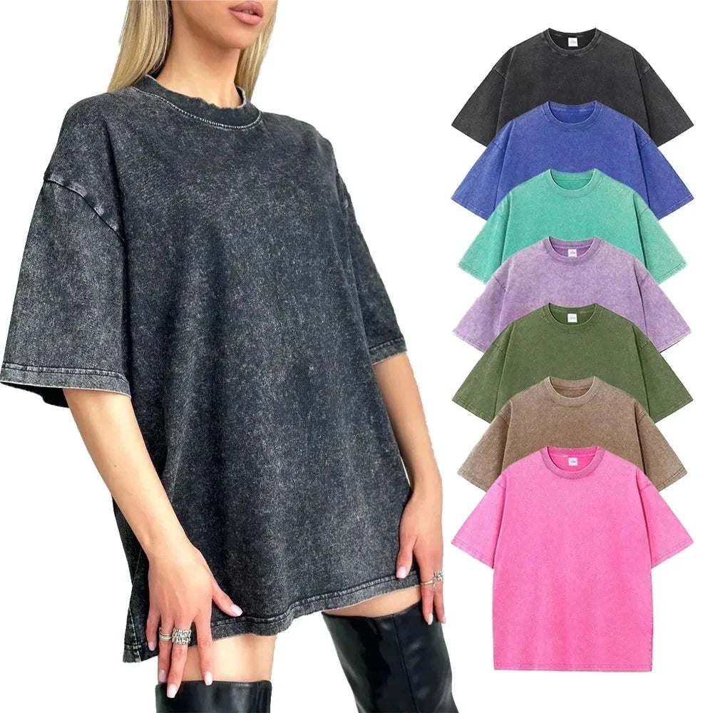 Cotton Short Sleeved T-shirt Summer Round Neck Loose and Base Shirt for Men Women Basic Tee