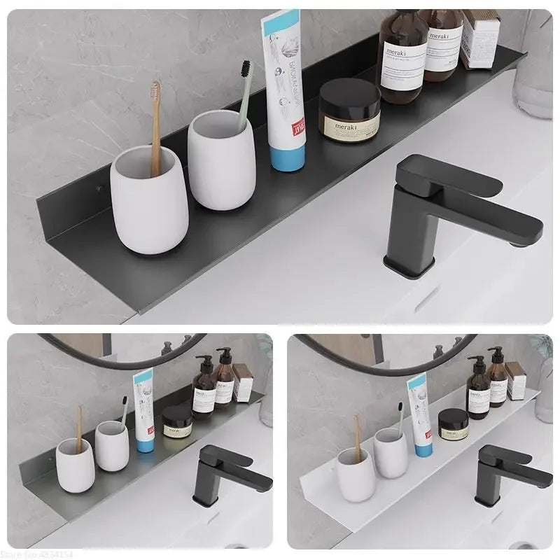 Toilet No Drilling Shelving Wall Mounted Shelf Space Aluminum Vanity Mirror Front Storage Shelves Organizer Bathroom Accessories