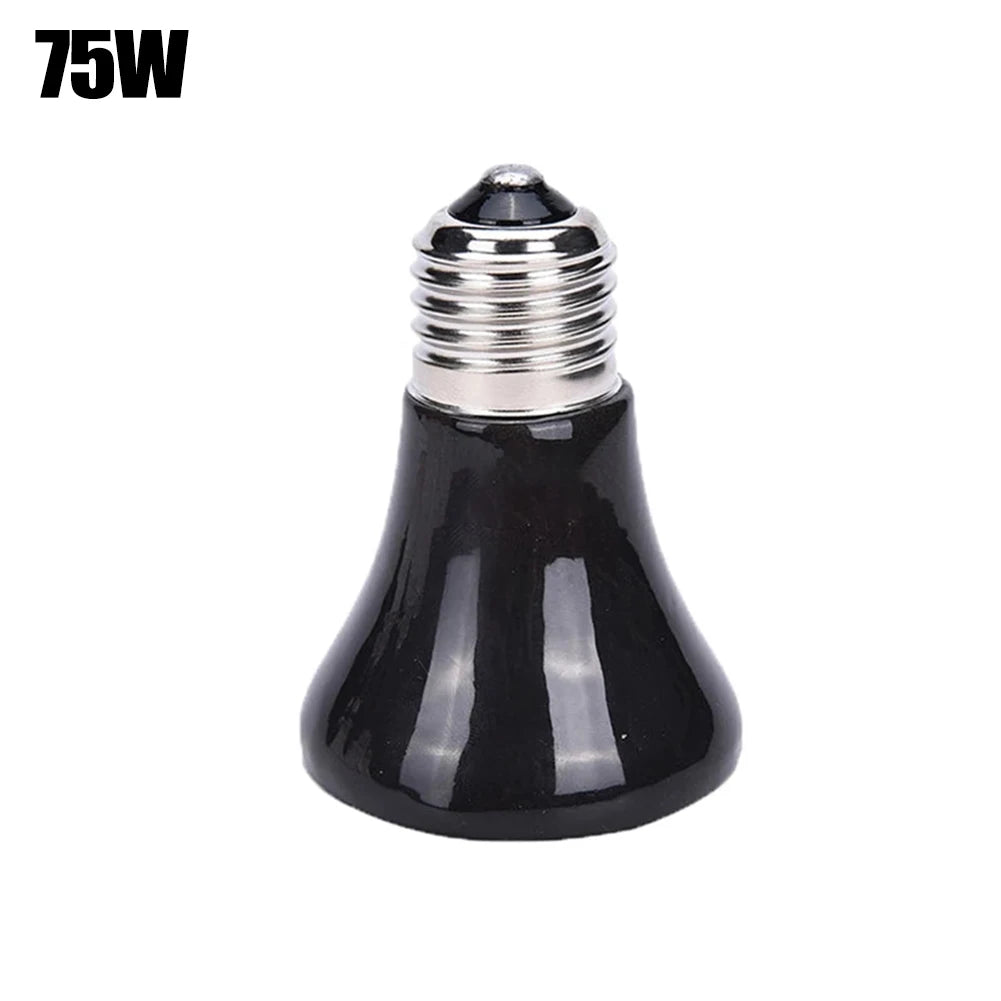 1PCS Heat Emitter Bulb 25-75W Black Ceramic Pet Reptile Breed Light Brooder Lamp Bulb For Home Pet Renovation Accessories