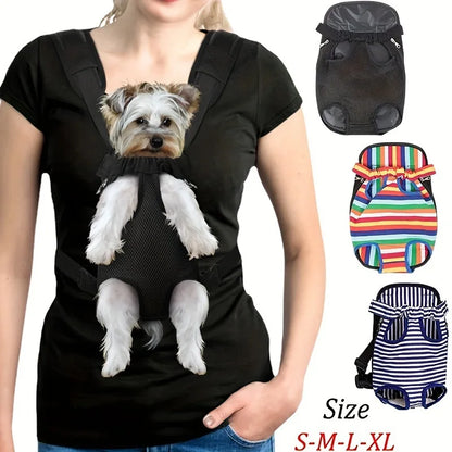 Breathable Pet Dog Cat Chest Carrier Backpack Hands-free Outdoor Travel Bag for Small Pets