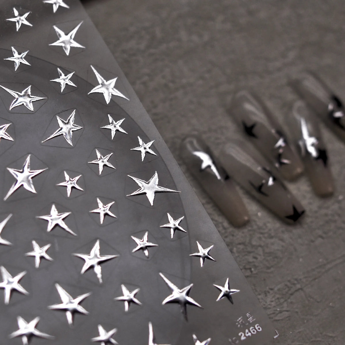 Metal Star Nail Stickers Exquisite 5D Bronzing Silver Five-pointed Star Mini Nail Art Stickers DIY Self Adhesive Manicure Decals
