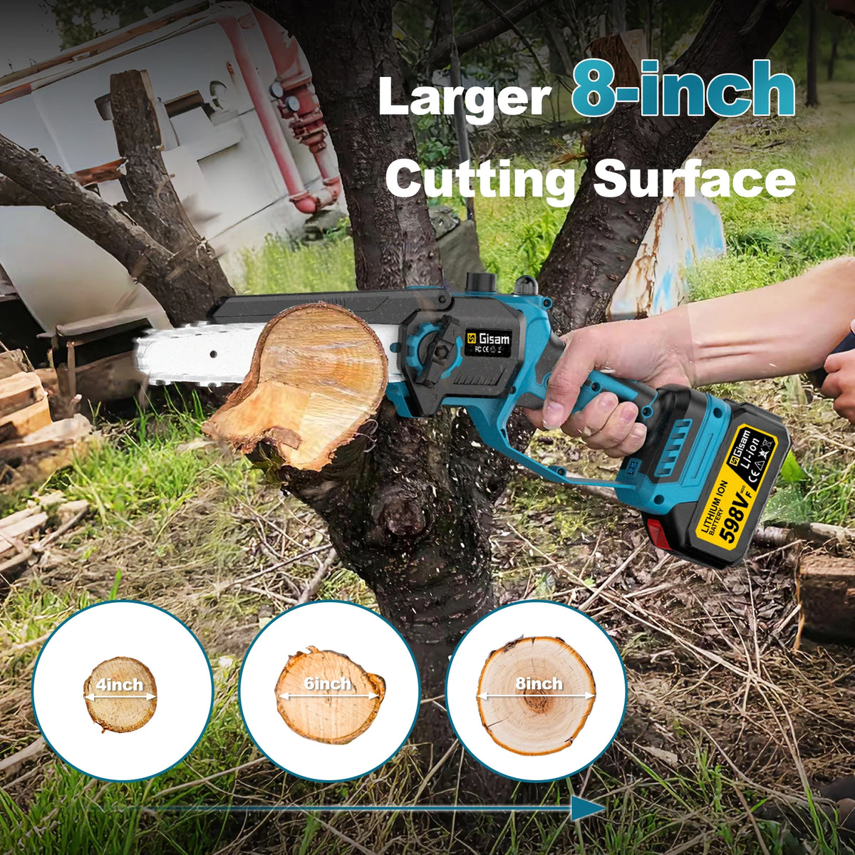 Gisam 2in1 Brushless Telescoping Pole Electric Chainsaw Cordless Garden Pruning Tool High Branch Saw for Makita 18V Battery Pin
