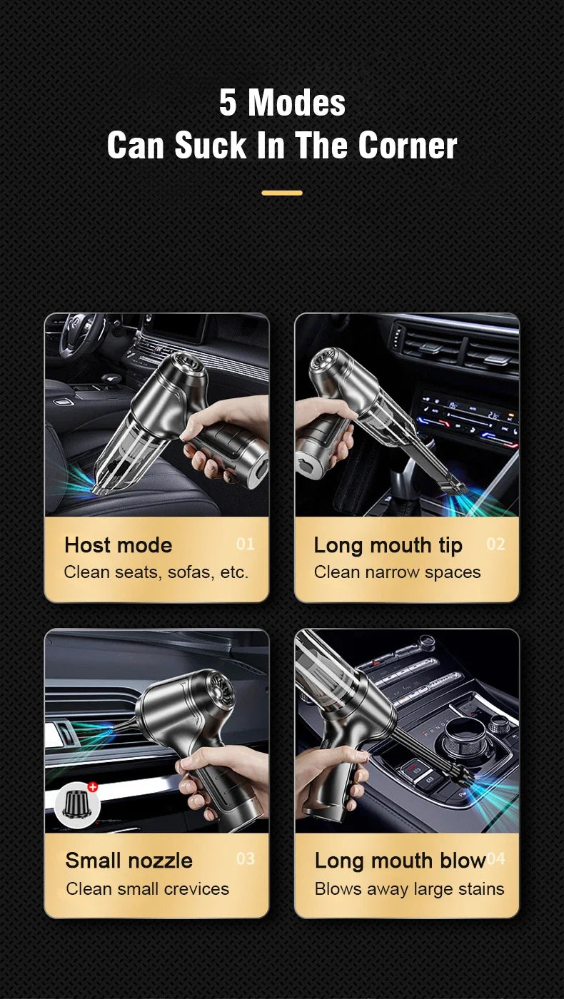 EAFC 12000PA Car Wireless Vacuum Cleaner Strong Suction Handheld Wet Dry Auto Vacuum Home & Car Dual Use Mini Home Appliance