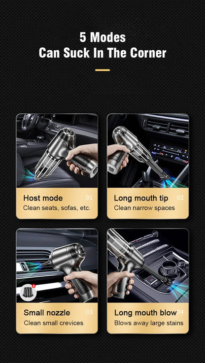 EAFC 12000PA Car Wireless Vacuum Cleaner Strong Suction Handheld Wet Dry Auto Vacuum Home & Car Dual Use Mini Home Appliance