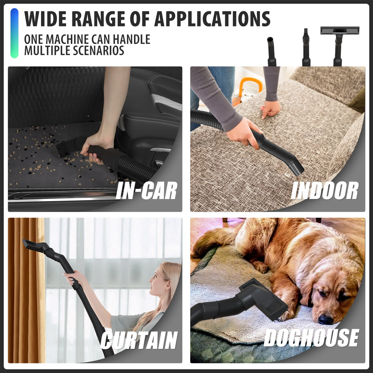3in1 Wet and Dry Vacuum with 15L Collection Tank for Wet Suction, Dry Suction and Blowing,for Indoor, Outdoor Vacuuming Cleaning