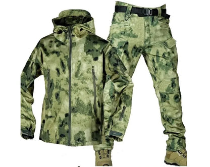 Winter Soft Shell Mens Tactical Set Outdoor Windproof Waterproof Warm Combat Suit Multi Pocket Thickened Camo Hunting Uniform