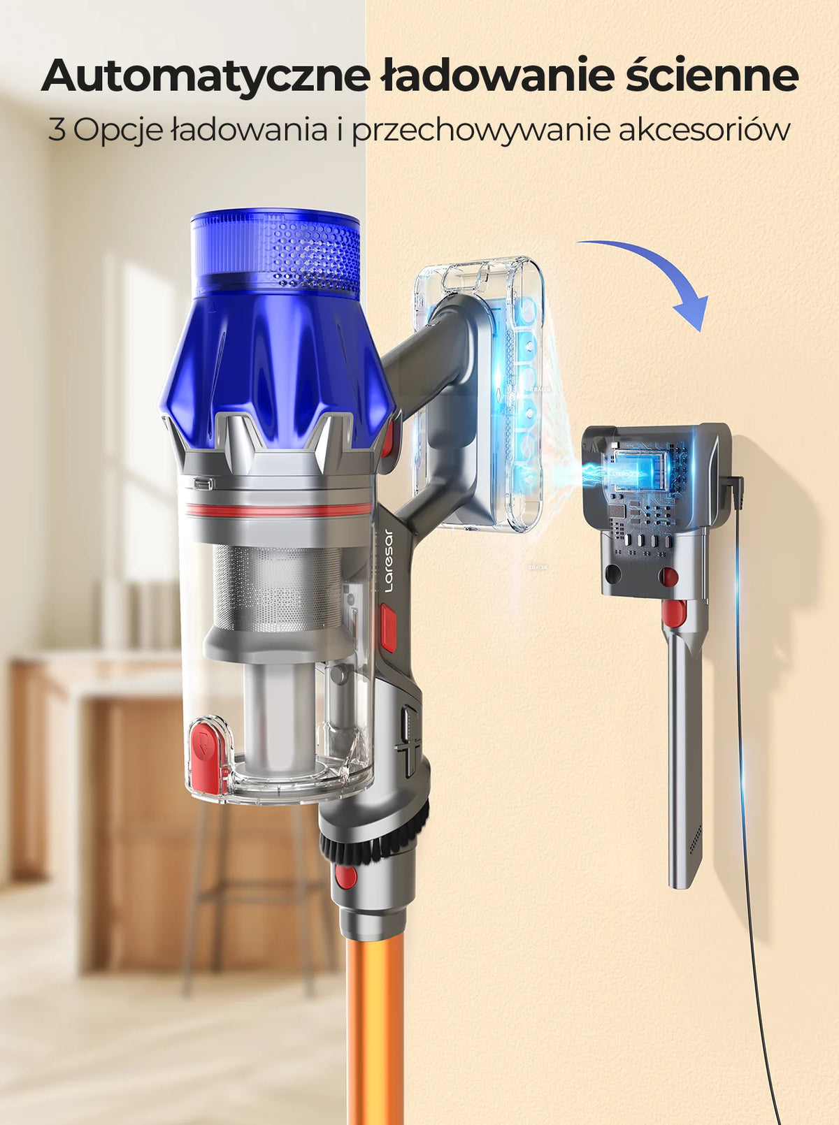 90 Min Laresar V7S 75000PA 650W Cordless Vacuum Cleaner Handheld Long Runtime Removable Battery Smart Display Home Appliance