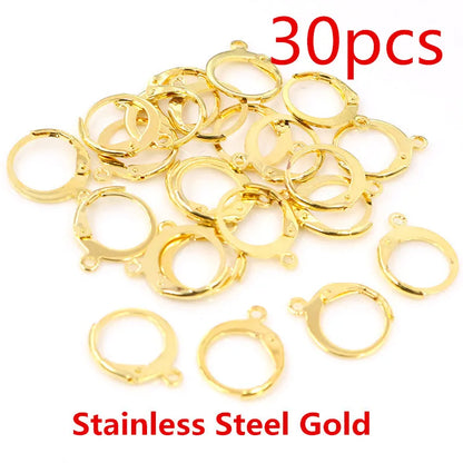 30-50pcs/lot Gold Silver French Lever Earring Hooks Wire Settings Base Hoops Earrings For DIY Jewelry Making Supplies Wholesale