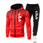 Mens Tracksuits+Sweatpants Two Pieces Suits 2025 Winter Print Zipper Hooded Sweatshirt Casual Fitness Jogging Sports Pants Sets