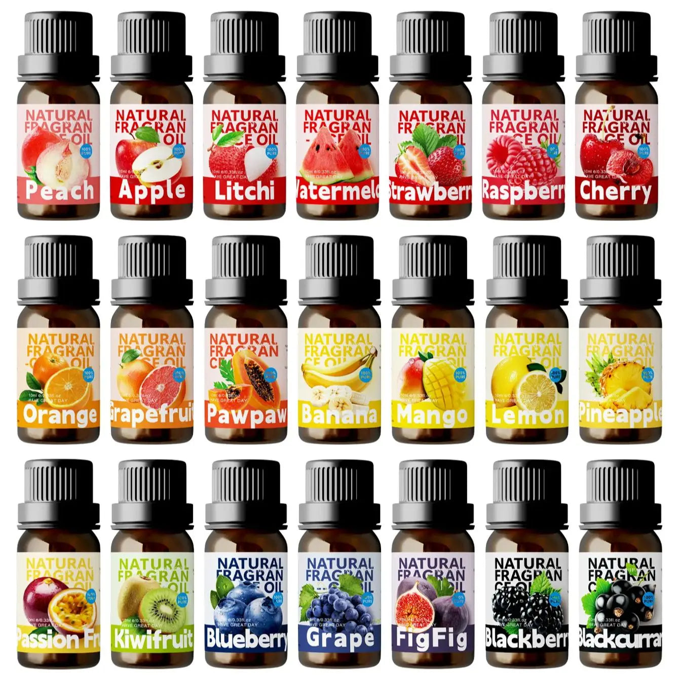 25Type Fruit Fragrance Oils Fruity Fragrance Oil For Diffuser Candles Making -Strawberry Lemon Peach Banana Mango