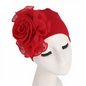 Fashion Women Big Flower Turban Hat Solid Color Elastic Cloth Head Cap Muslim Head Wraps Caps Lady Bandana Hair Accessories