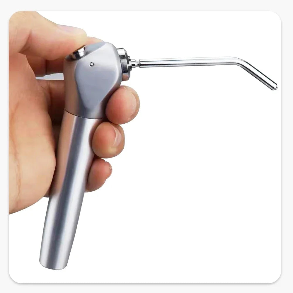 ELIJAH Dental Air Water Spray Gun Triple 3 Way Syringe Handpiece with 2 Nozzles Tips Tubes For Dental Lab Silvery Available