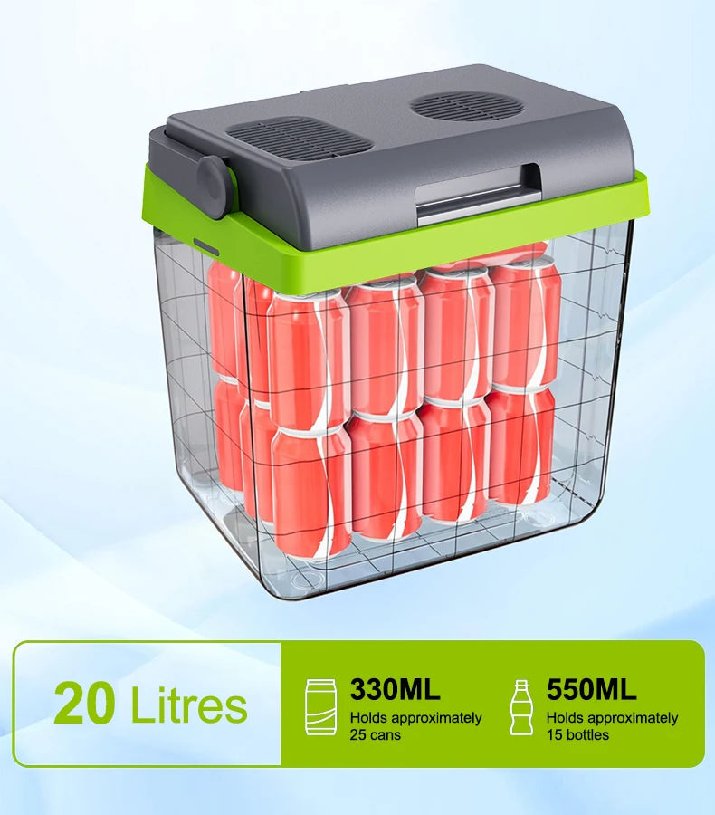 20L Portable Refrigerator Car Home Dual Use Mini Cooler Warmer Fridge for Outdoor Travel Camping Picnic Vehicle Truck Office