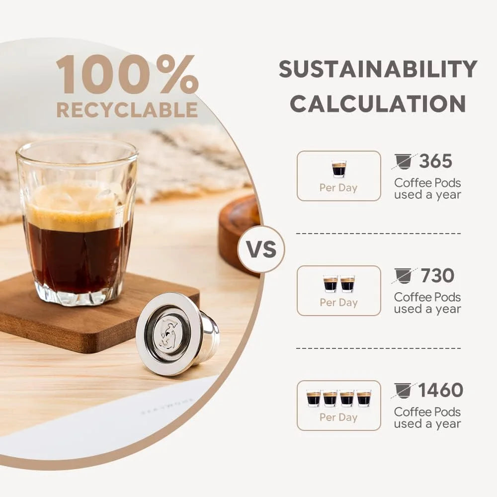 Reusable Pods for Nespresso Reusable Stainless Steel Capsule Crema Espresso Coffee Filters Reusable Pods Coffee Accessories