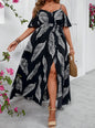 Plus Size Large Size Fashion Floral Print Women's Strap Dress Comfortable Casual Long Skirt Polyester Fabric Commute Style Th...