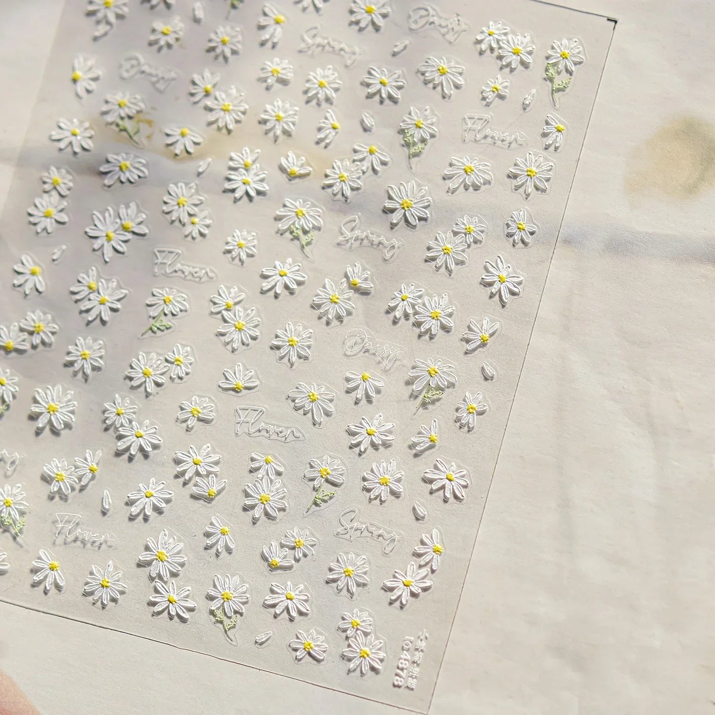 White Flower Petal Cherry Blossom Peach Blossom Falling Petal Floral Gradient 5D Self Adhesive Nail Art Sticker Manicure Decals