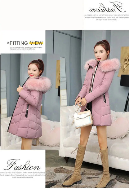 Winter New Fashion Long Cotton-padded Coat Womens Casual Hooded Parkas Womens Winter Jacket Coat Down Jacket Female