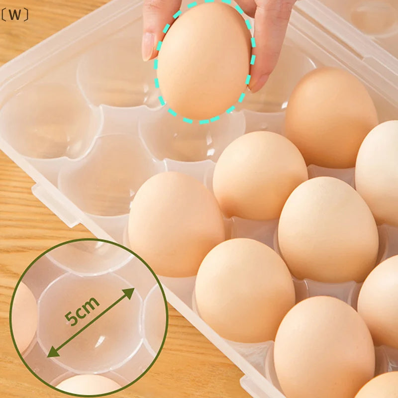 〔W〕1Pc 12/18 Grid Egg Storage Box With Lid Kitchen Refrigerator Egg Box Egg Drop Rack Household Fridge Egg Organizer Egg Tray