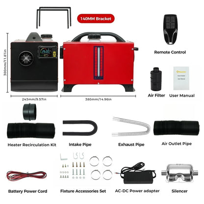 8KW Low Noise Diesel Air Heater 12V/24V/230V Auto Thermostat Diesel Parking Heater W/Bluetooth APP/LCD/Bracket For Motorhome Car