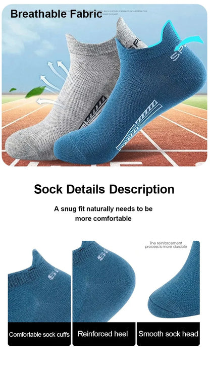 5/10/20 Pairs Men Solid Color Shallow Mouth Socks Spring Summer Mesh Breathable Odor Proof Sweat Absorbing Casual Boat Socks