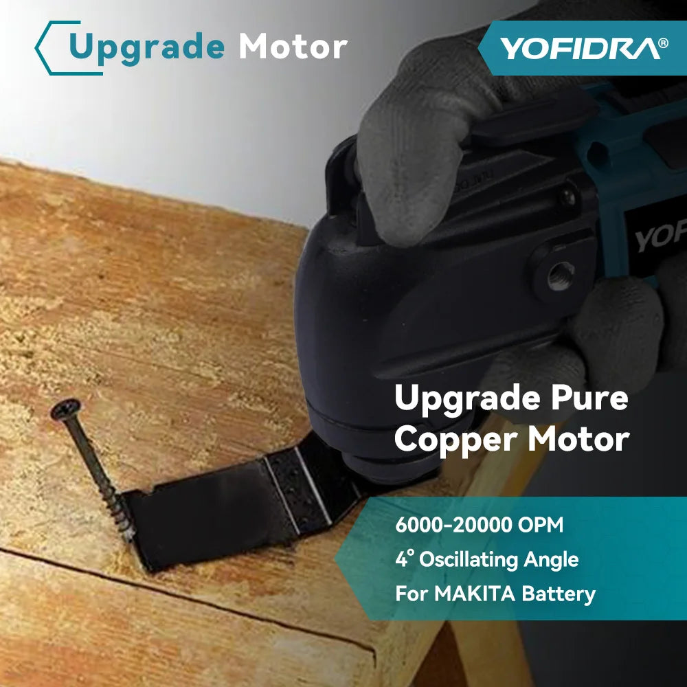 YOFIDRA 6 Gears Electric Saw Oscillating Multi Function Tool Cordless Trimmer Shovel Woodworking Cutting Machine For Makita 18-21V Battery Pin