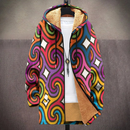 Men Cardigans Coats Skull Head Printed Plush Thick Winter Abstract Art Graphics Jackets Casual Streetwear Unisex Clothing