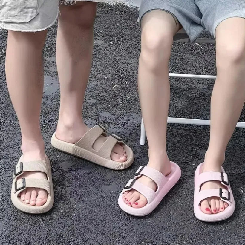 Women Summer Sandals Bathroom Home Slippers Outdoor Beach Slides Cloud Casual Soft Flip Flops Non Slip Men Male House New 2025