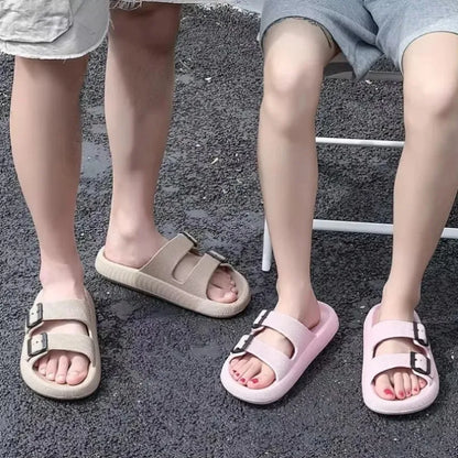 Women Summer Sandals Bathroom Home Slippers Outdoor Beach Slides Cloud Casual Soft Flip Flops Non Slip Men Male House New 2025