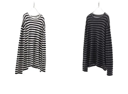 Classic Striped Long Sleeve T-Shirt Casual Versatile Knitted Pullover Top for Women 2026 Spring New Style