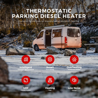 8KW 12V 24V Auto Thermostat Diesel Air Heater With Bluetooth APP&LCD&Remote Control For Trailer Camping Tent Car Parking Heater