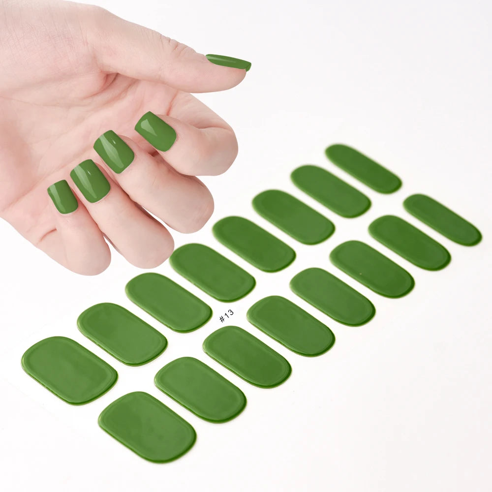 1Sheet Cured Gel Nail Strips Sticker Long-Lasting Nail Polish Strips Wraps Full Cover Gel Nail Art Stickers UV/LED Lamp Required