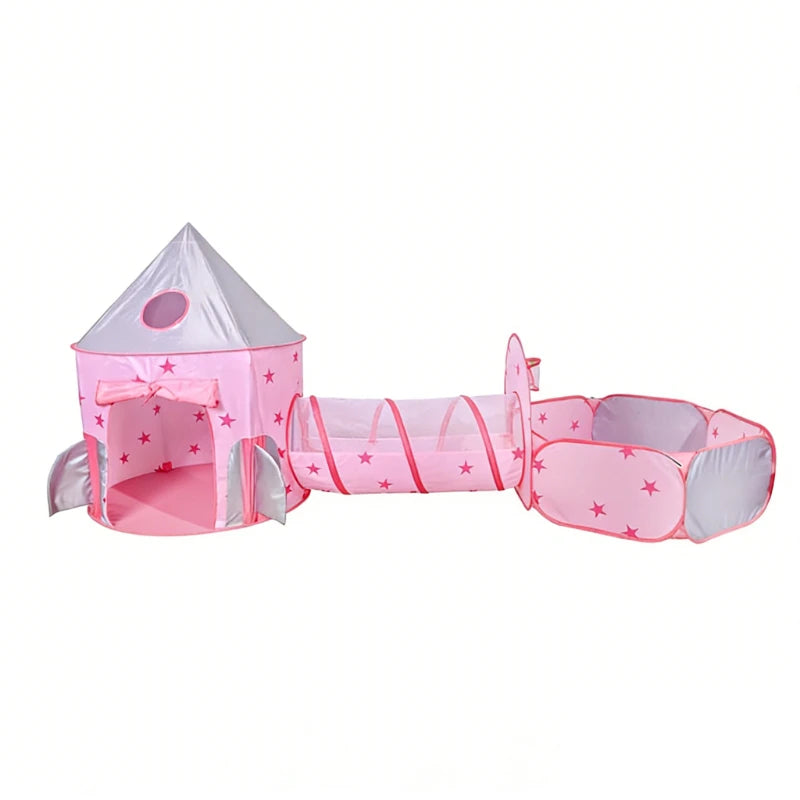 IMBABY Foldable Princess Tent with Tunnel, 3PC Kids Play Tent for Toddlers Girls, Indoor Outdoor Castle Playhouse for Baby Gifts