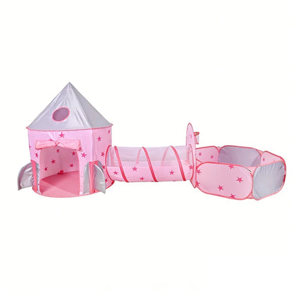 IMBABY Foldable Princess Tent with Tunnel, 3PC Kids Play Tent for Toddlers Girls, Indoor Outdoor Castle Playhouse for Baby Gifts