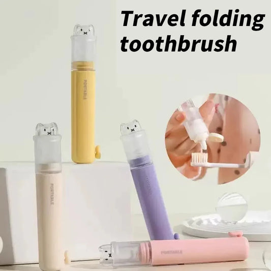 Foldable 2-in-1 Toothbrush Set with Toothpaste Storage - Compact Essential for Business Travel