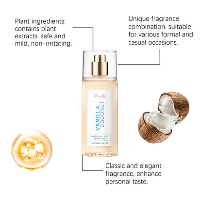 Vanilla Coconut Lady Body Cologne Natural Lasting Luxury Refreshing Light Fragrance Exudes Unique Charm Romantic Elegant Scents
