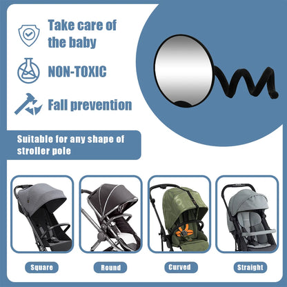 1PC Stroller Mirror - Adjustable 360° Crash Tested And Shatterproof Stroller Mirror with silicone leg- See Baby's Face on Walks.